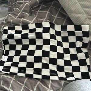 checkered print tube top